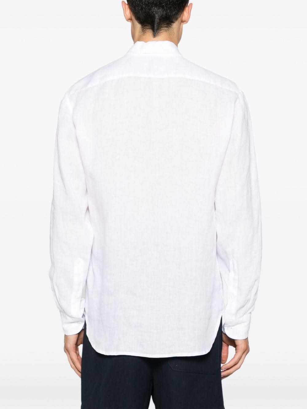 Shop Malo Button-up Linen Shirt In Weiss