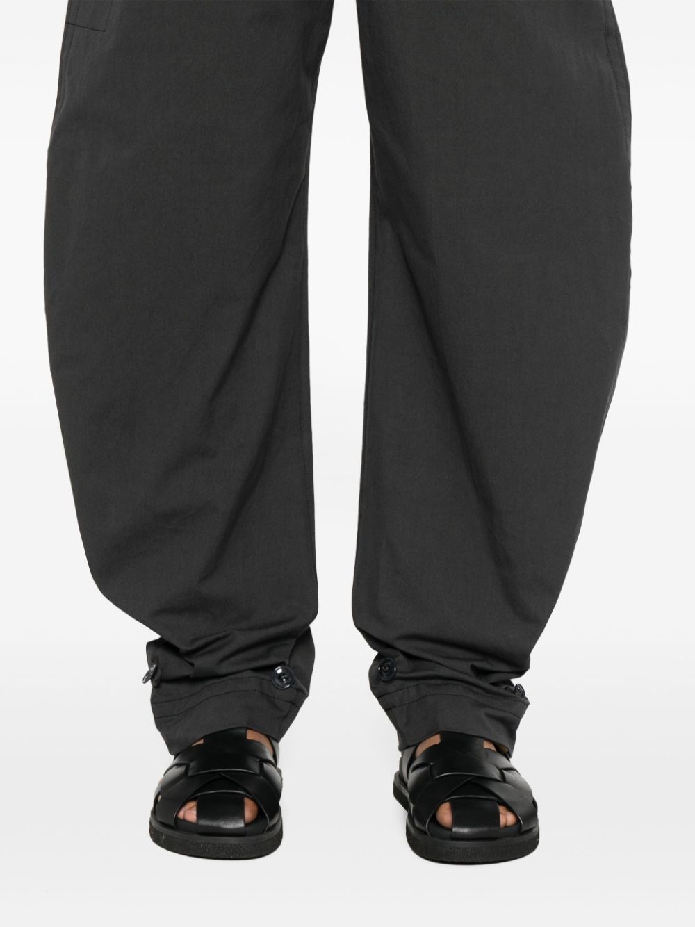 Shop Lemaire Belted Tapered-leg Trousers In Grey