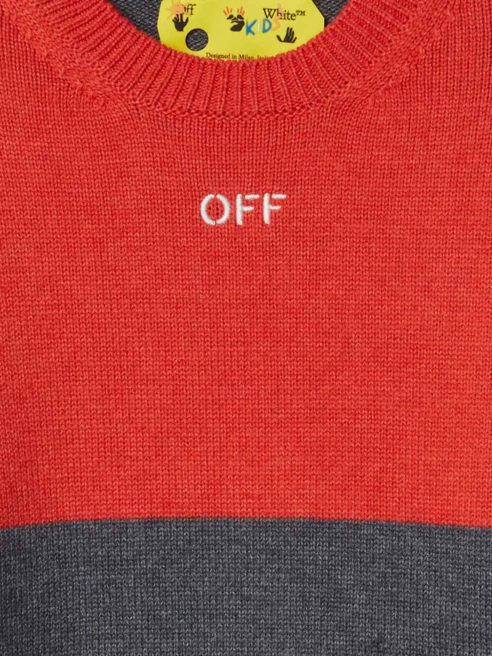 Off-White Kids Trui met colourblocking en Arrow Groen