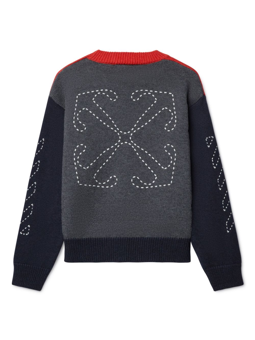 Off-White Kids Arrow Stitched colour-block jumper - Green