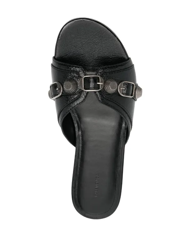 Balenciaga Cagole Leather Sandals | Black | FARFETCH Balenciaga Cagole Leather Sandals | Black | FARFETCH