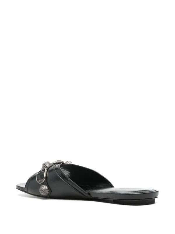 Balenciaga Cagole Leather Sandals | Black | FARFETCH