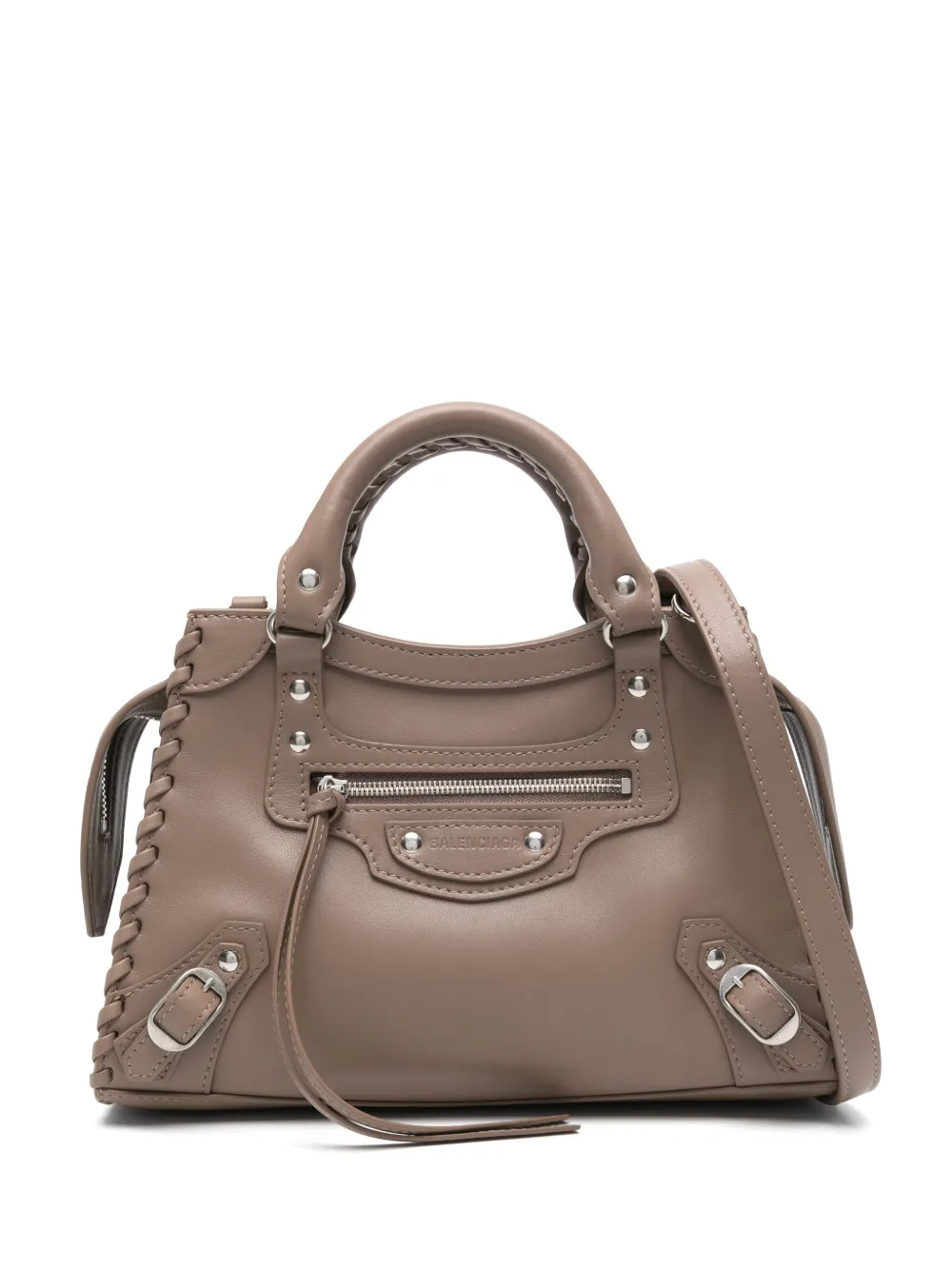 Balenciaga Leren shopper met logo-reliëf Bruin