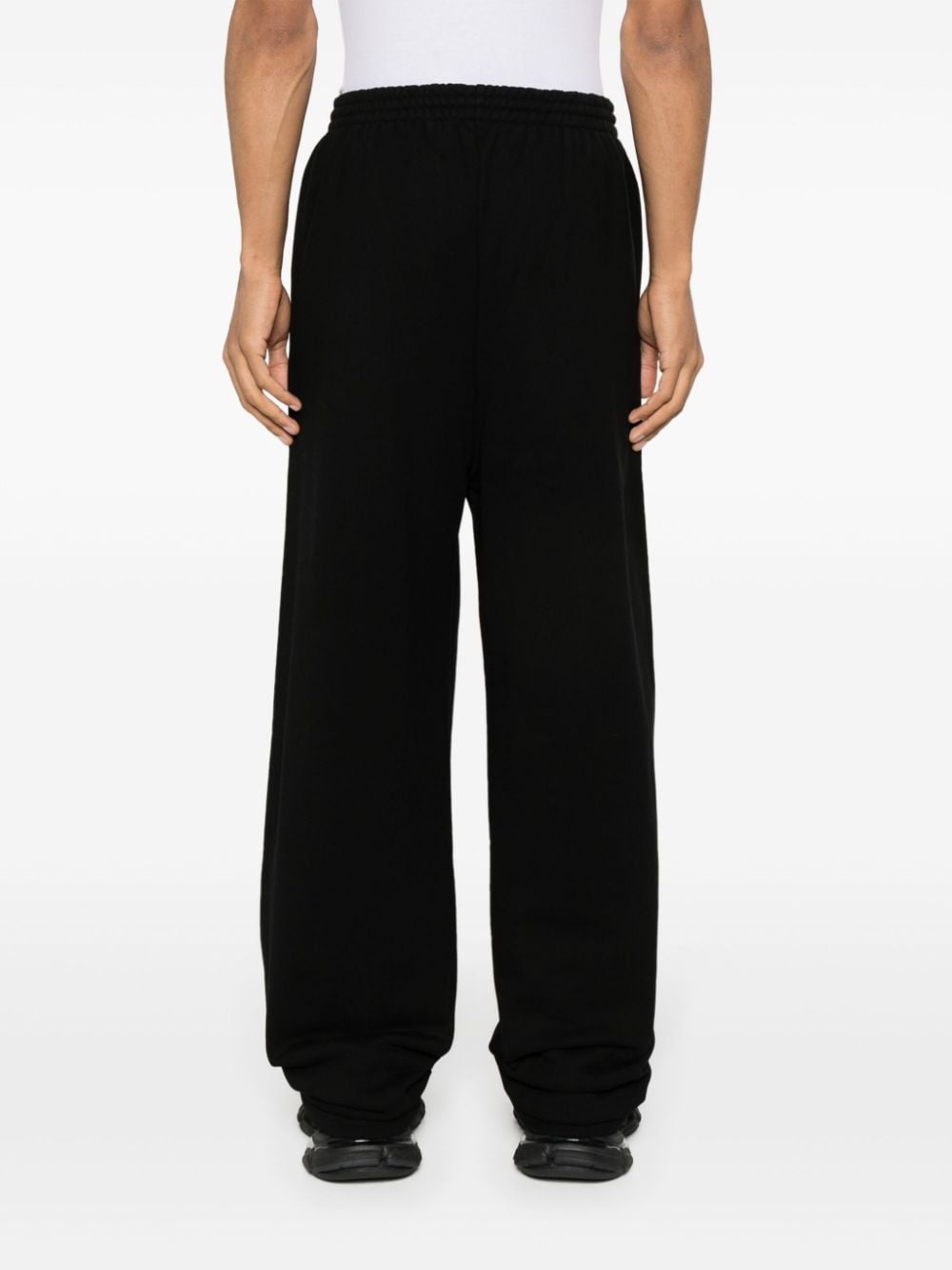 Shop Balenciaga Logo-embroidered Straight Trousers In Black