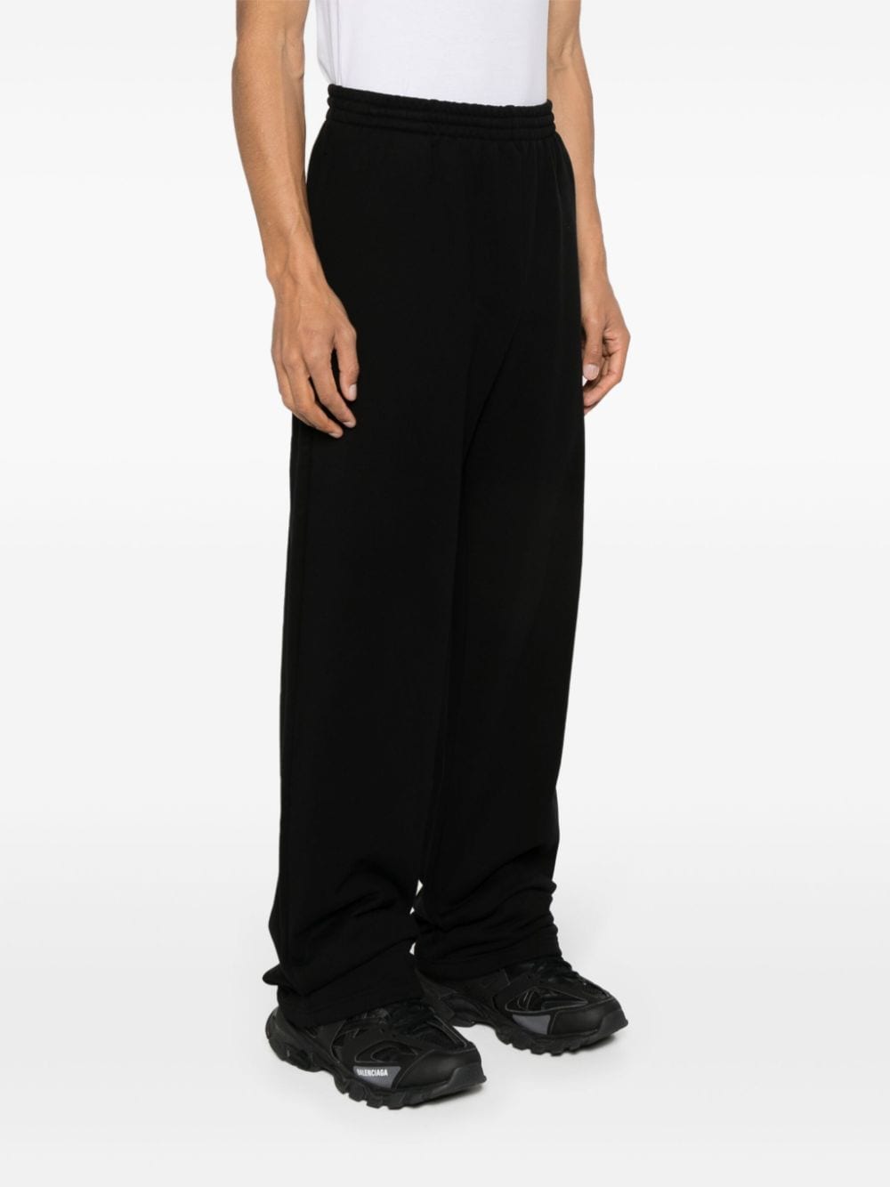 Shop Balenciaga Logo-embroidered Straight Trousers In Black