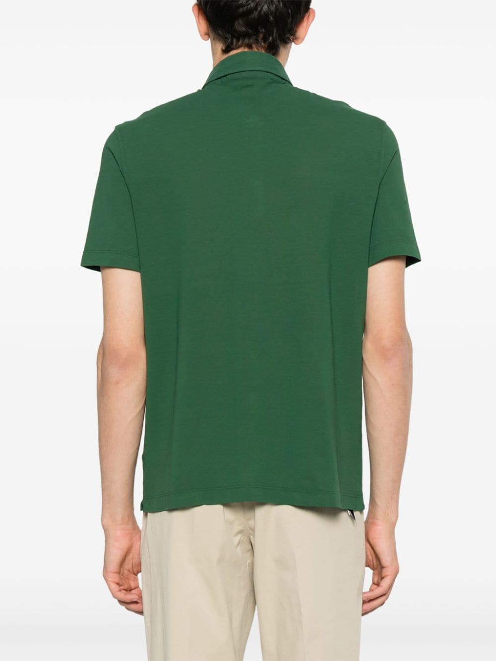 Shop Drumohr Logo-tag Cotton Polo Shirt In 绿色