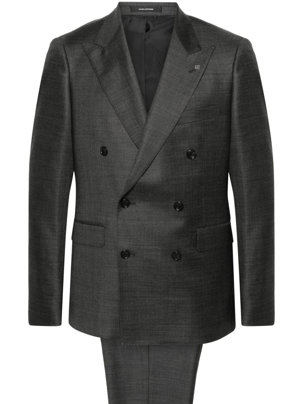 Tagliatore Double-breasted Virgin-wool Suit In Grey