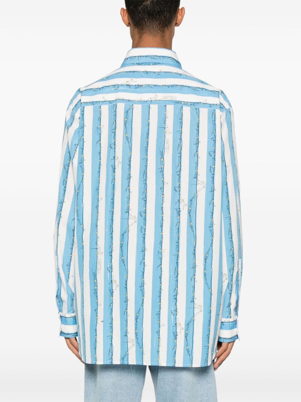 Shop Bottega Veneta Swimmers-print Striped Shirt In White