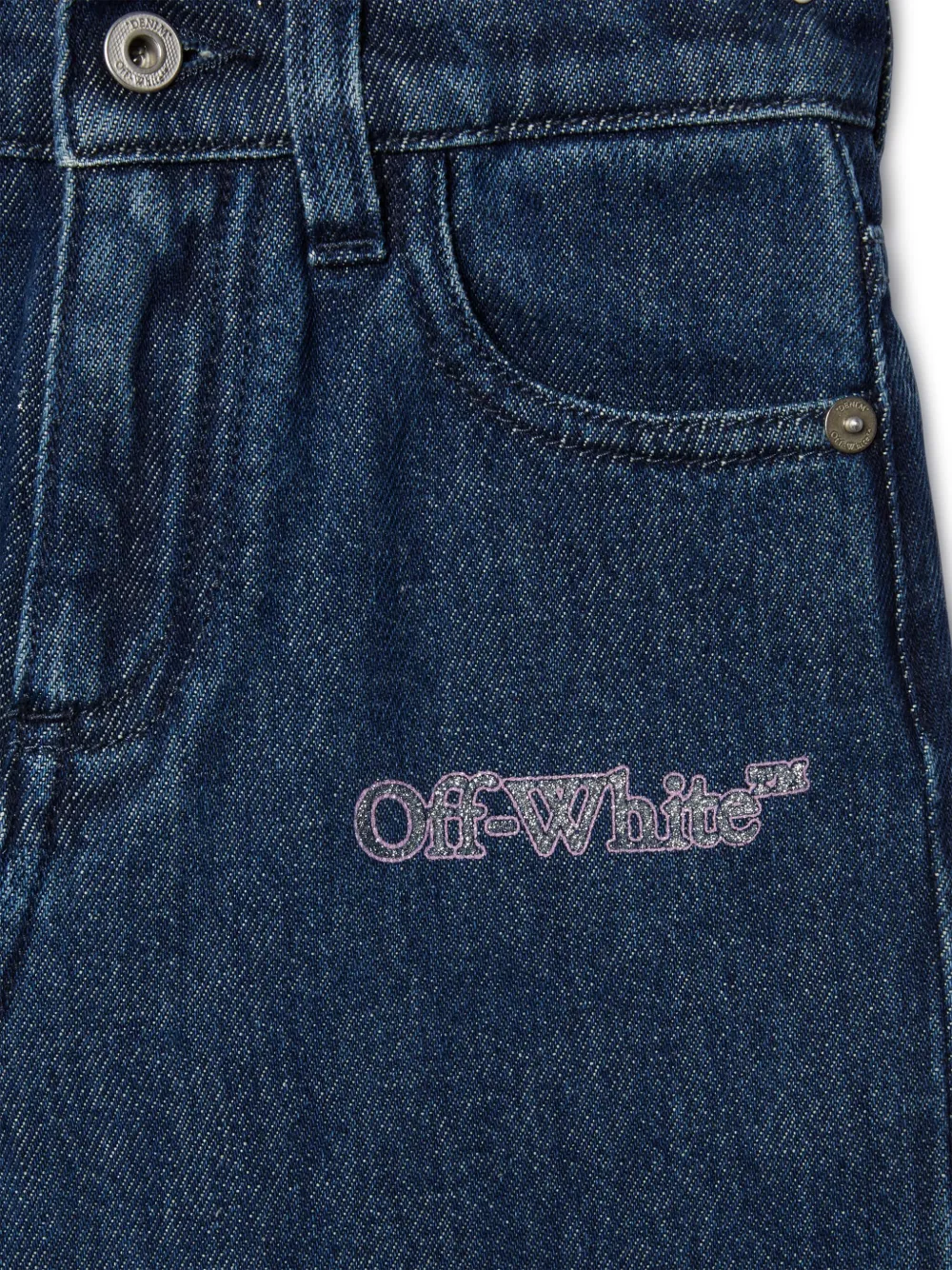 Off-White Kids Jeans met wijde pijpen en print Blauw