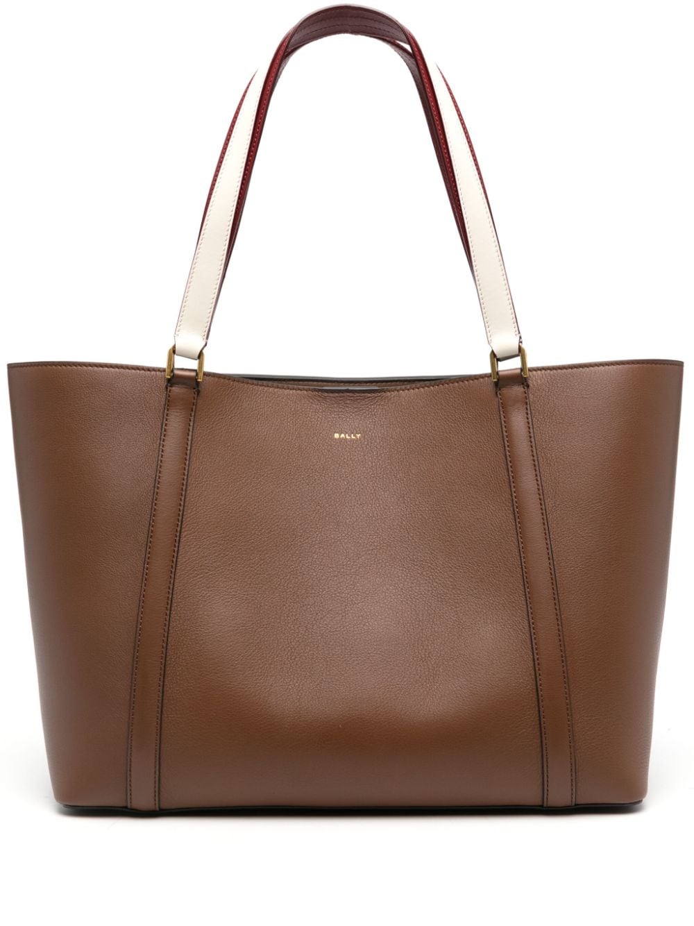 Bally Large Code Leather Tote Bag In 褐色