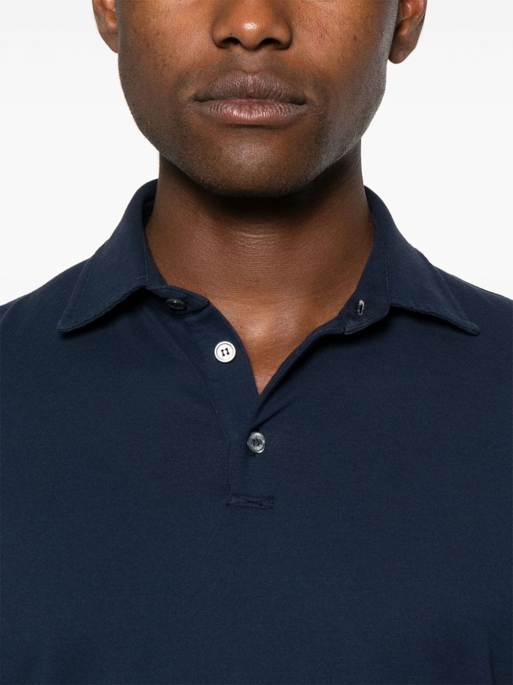 Shop Fedeli Alby Long-sleeve Polo Shirt In Blue