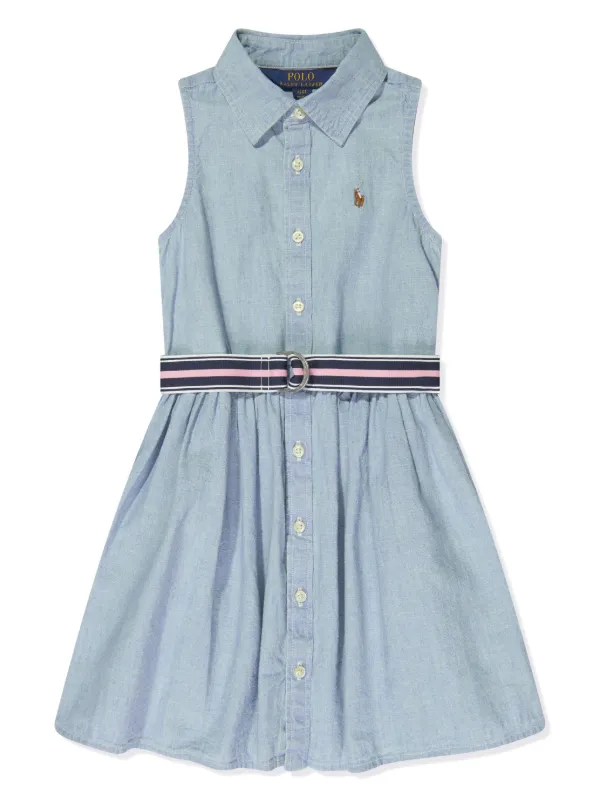 POLO RALPH LAUREN KIDS Polo Pony Cotton Dress | Blue | FARFETCH CA