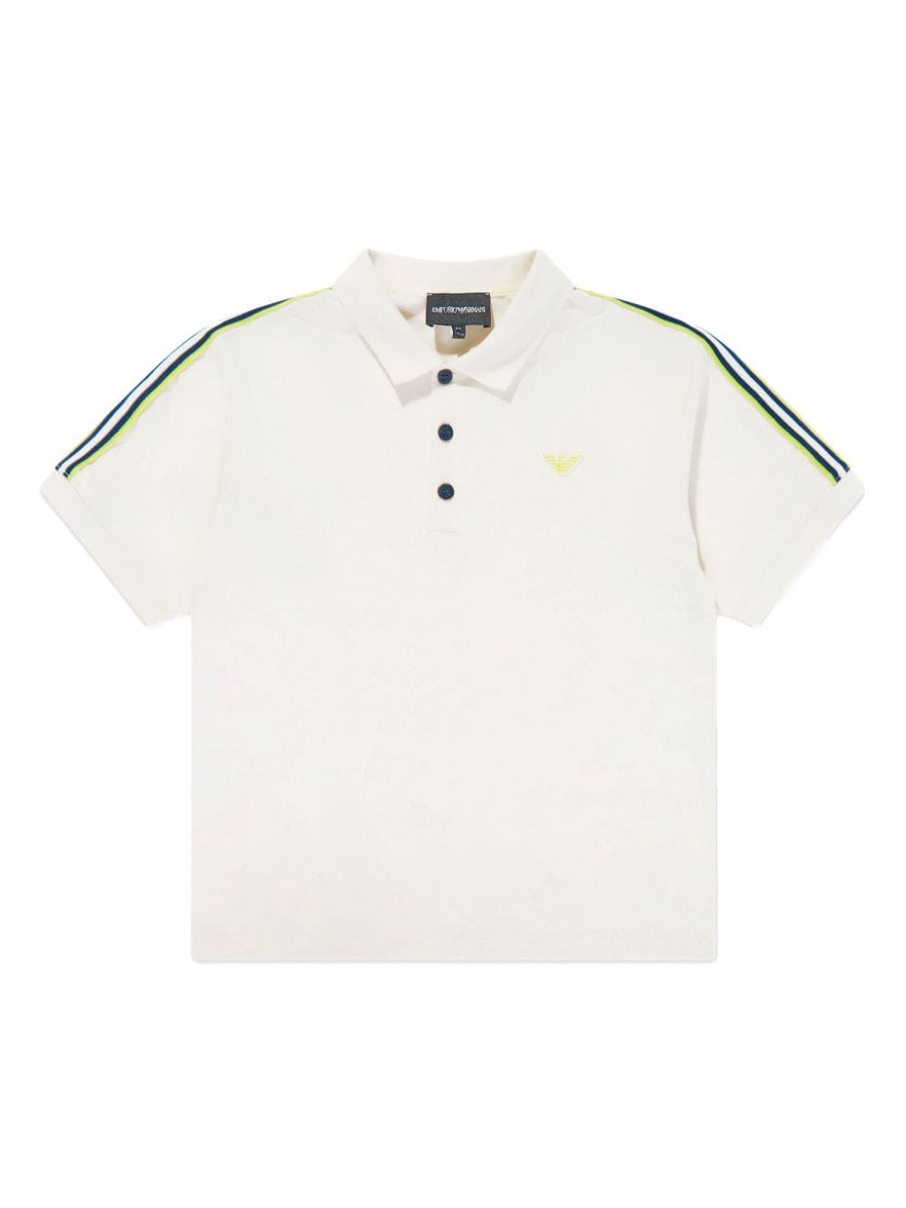 Emporio Armani Kids' Stripe-detail Cotton Polo Shirt In Neutral