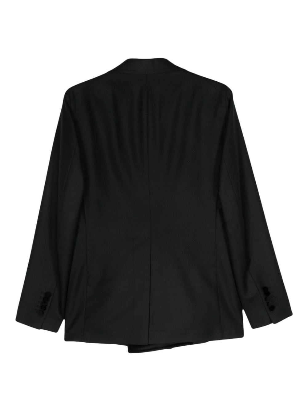 Shop Tagliatore Velvet-trim Double-breasted Blazer In Black