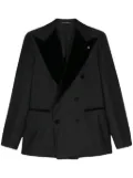 Tagliatore velvet-trim double-breasted blazer - Black