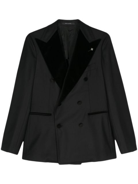 Tagliatore velvet-trim double-breasted blazer Men