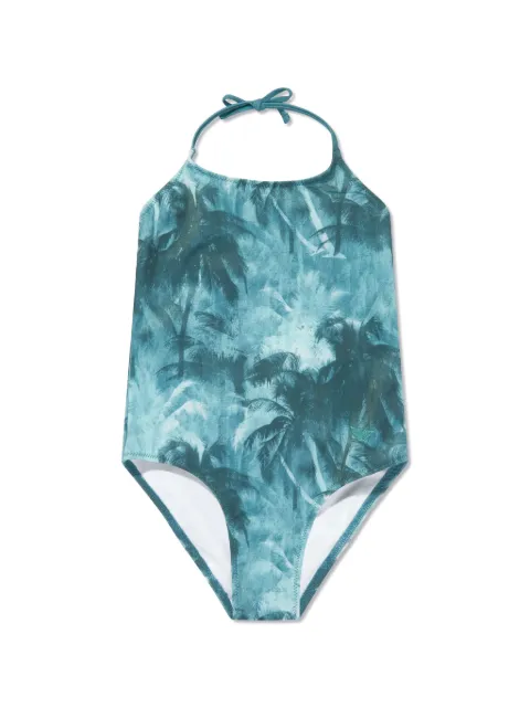 Emporio Armani Kids tropical-print tie fastening swimsuit