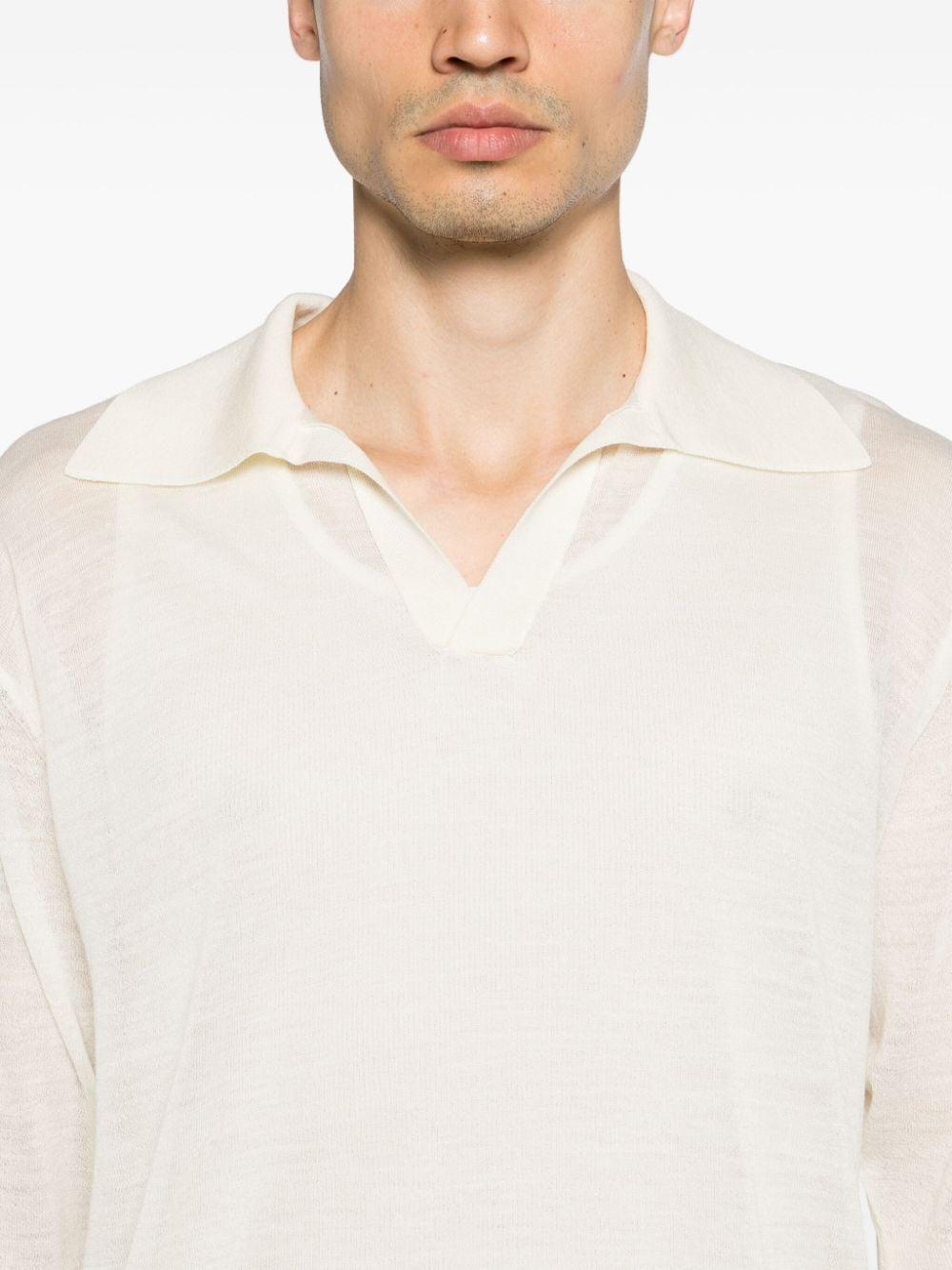Shop Auralee Mélange Wool-blend Polo Shirt In Neutrals