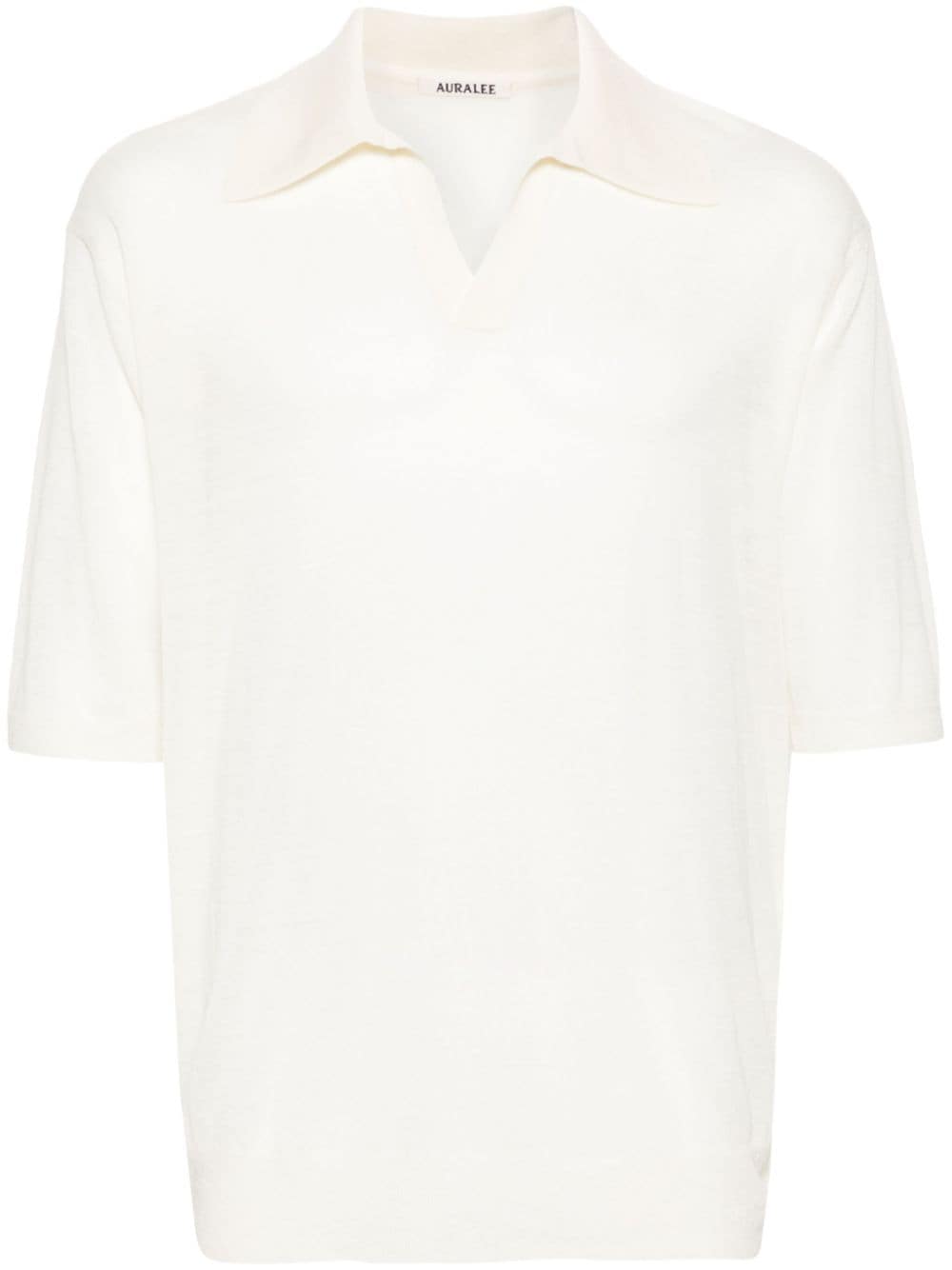 Auralee Mélange Wool-blend Polo Shirt In White