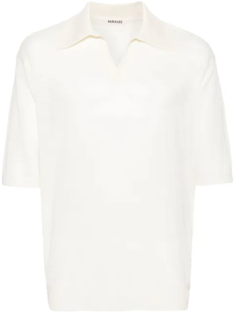 Auralee mélange wool-blend polo shirt