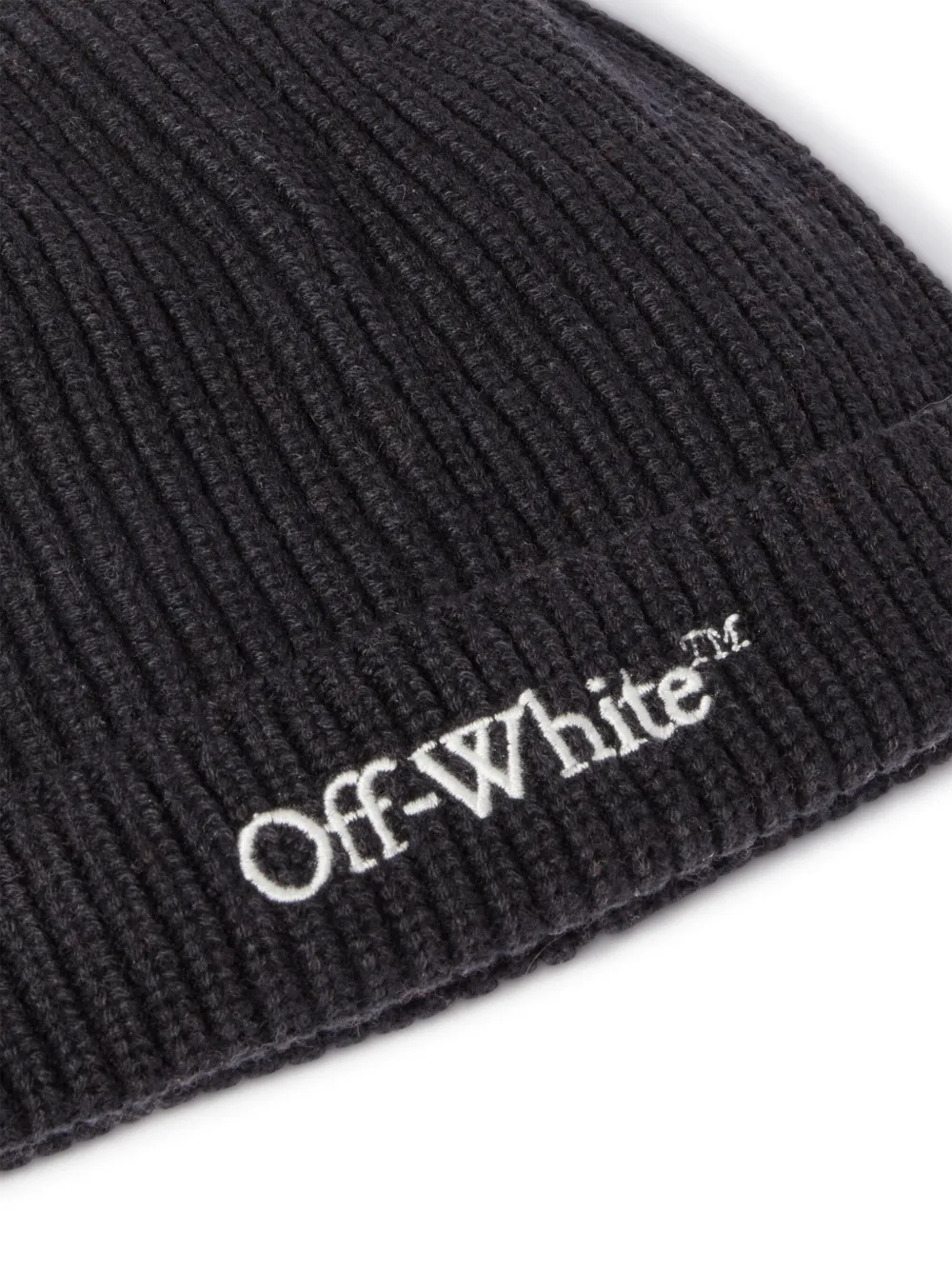 Off-White Kids Bookish ribbed beanie - Black