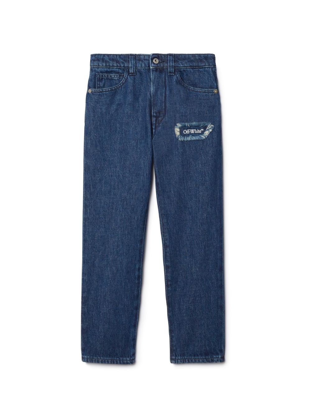 Shop Off-white Blue Bookish Patch Denim Pants