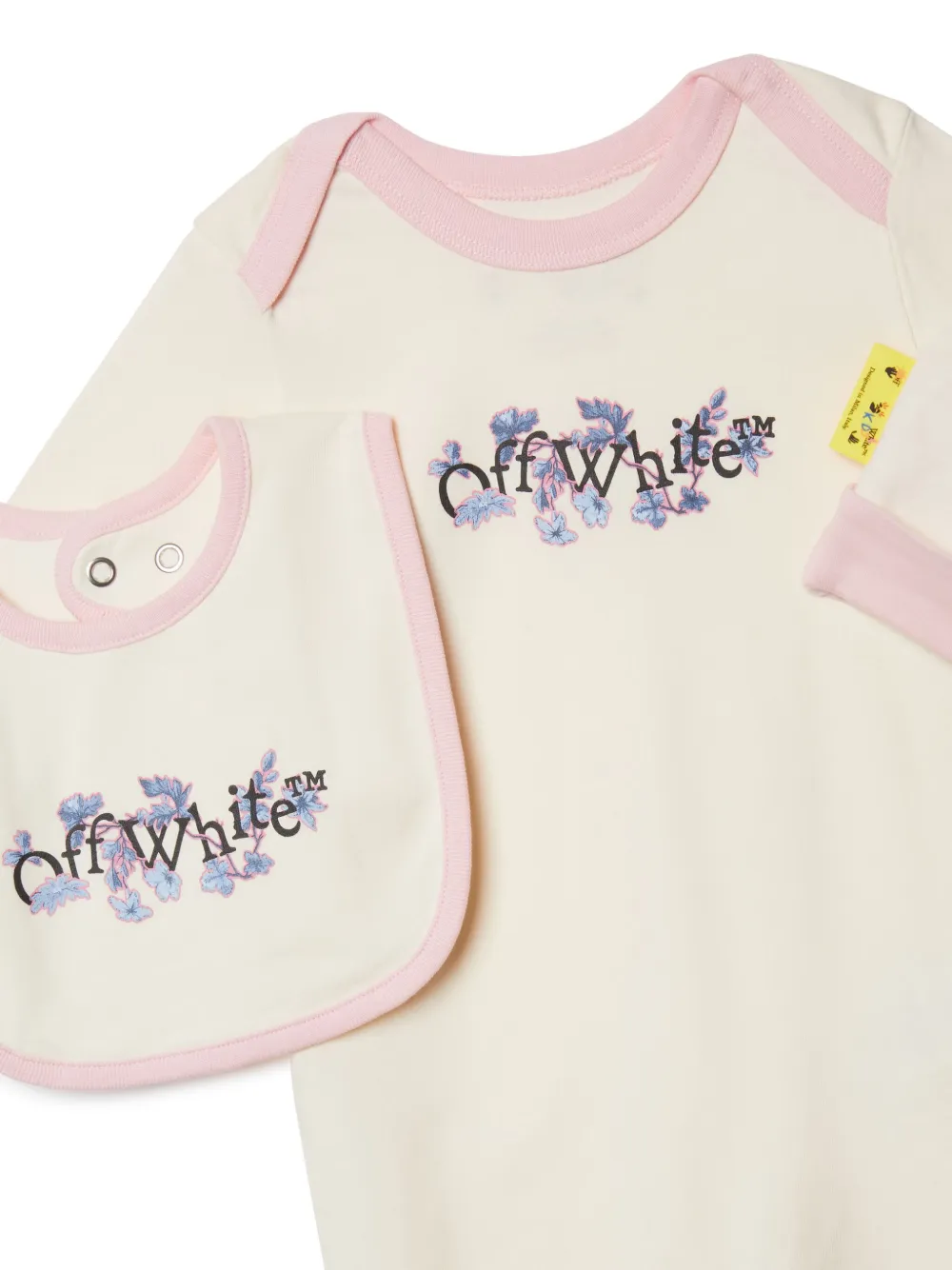 Off-White Kids Drie Bookish Flowers katoenen rompers Beige