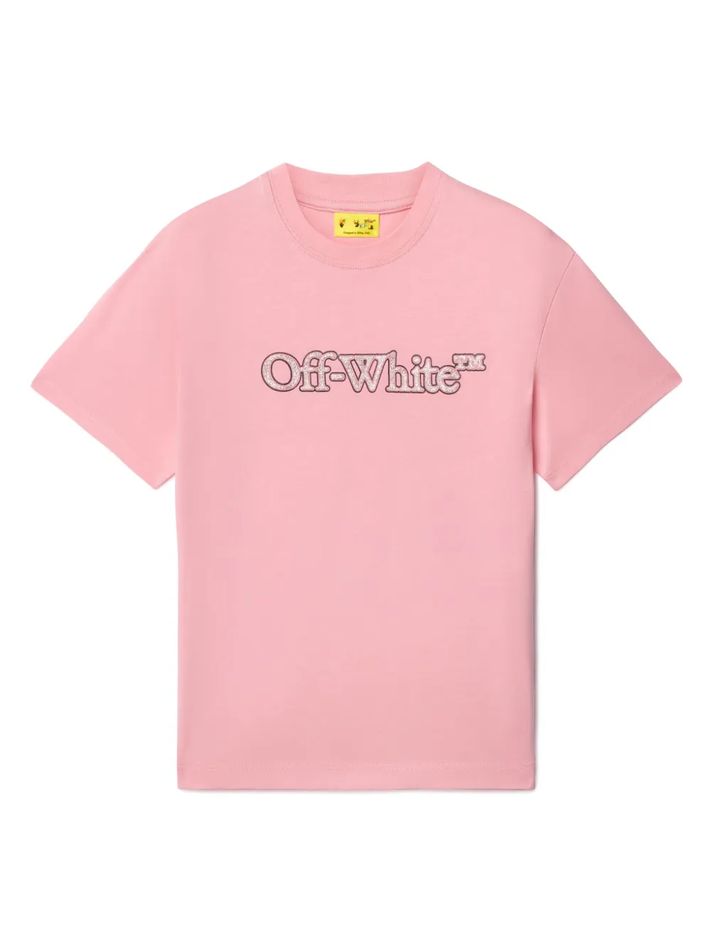 Off White Girls Big Bookish Glitter Embellished Cotton T Shirt