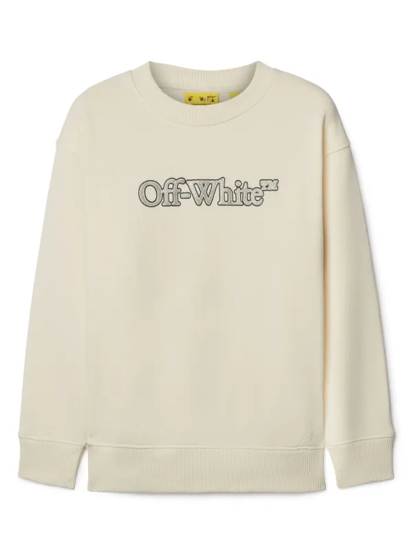Off White Kids Big Bookish Cotton Sweatshirt White FARFETCH UK