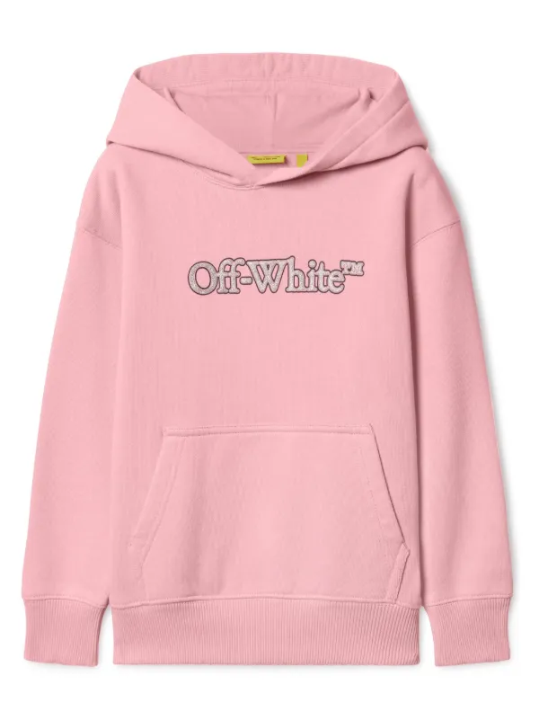 Off White Kids Big Bookish Cotton Hoodie Pink FARFETCH UK