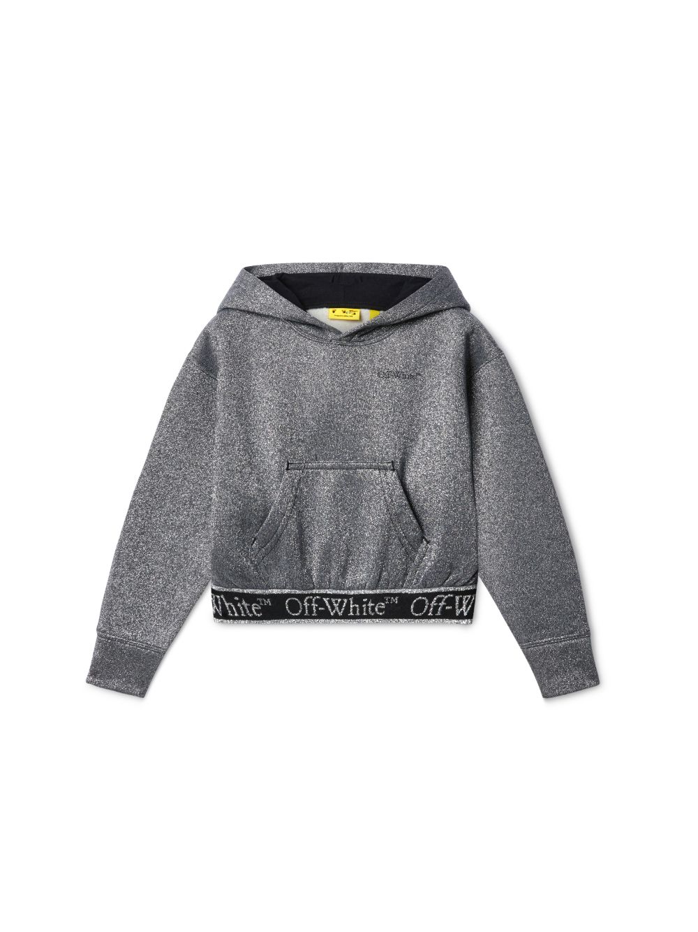 OFF-WHITE GREY BOOKISH LOGO BAND CROPPED HOODIE 