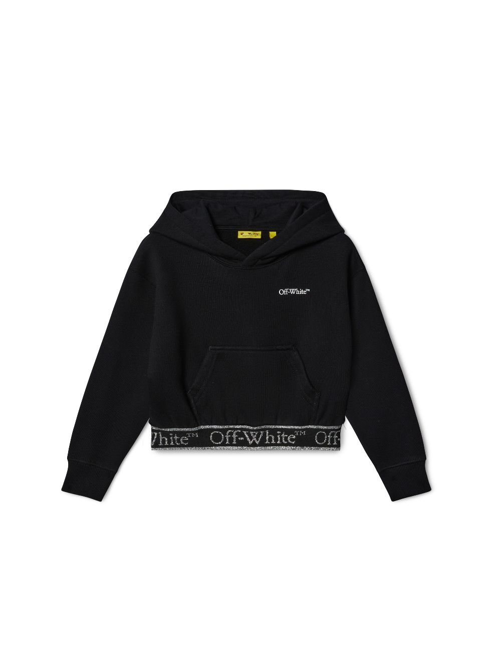 OFF-WHITE BLACK BOOKISH LOGOBAND CROPPED HOODIE 