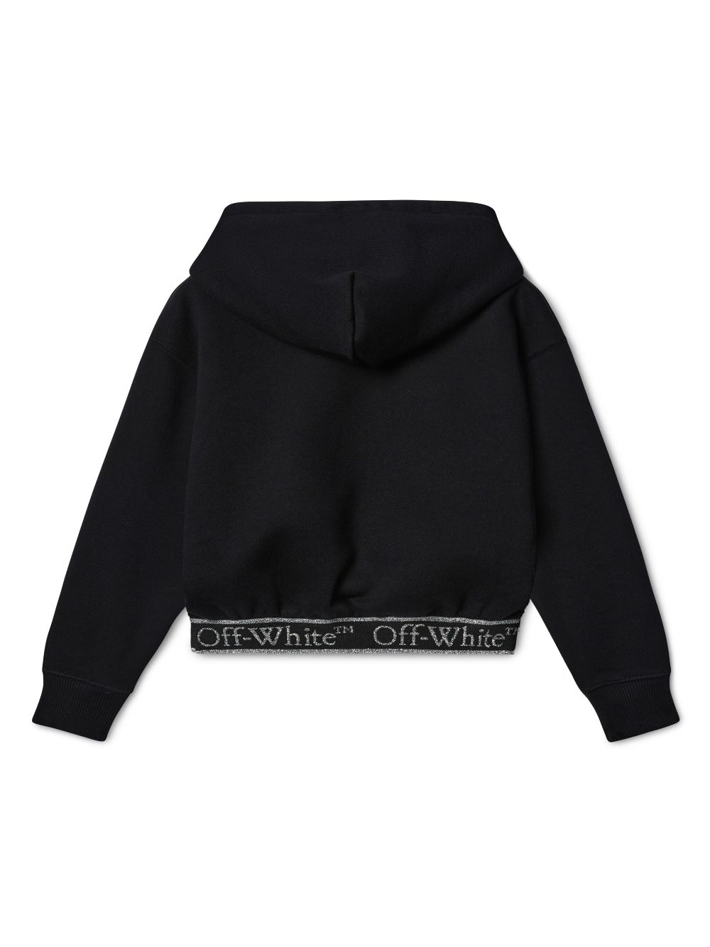 Shop Off-white Bookish Logo Band Cropped Hoodie In Black