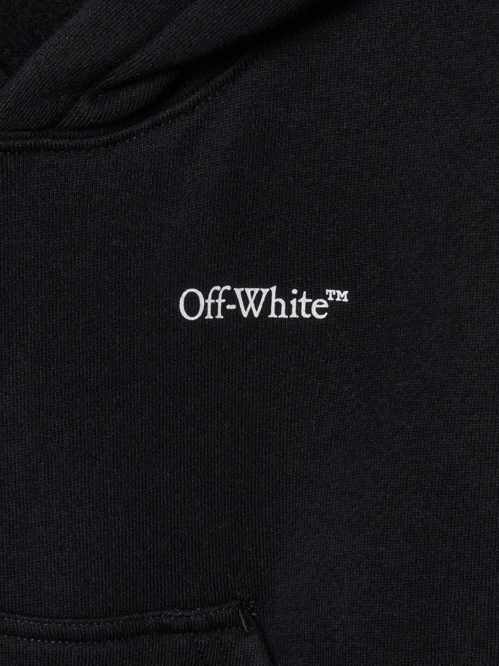 Shop Off-white Bookish Logo Band Cropped Hoodie In Black