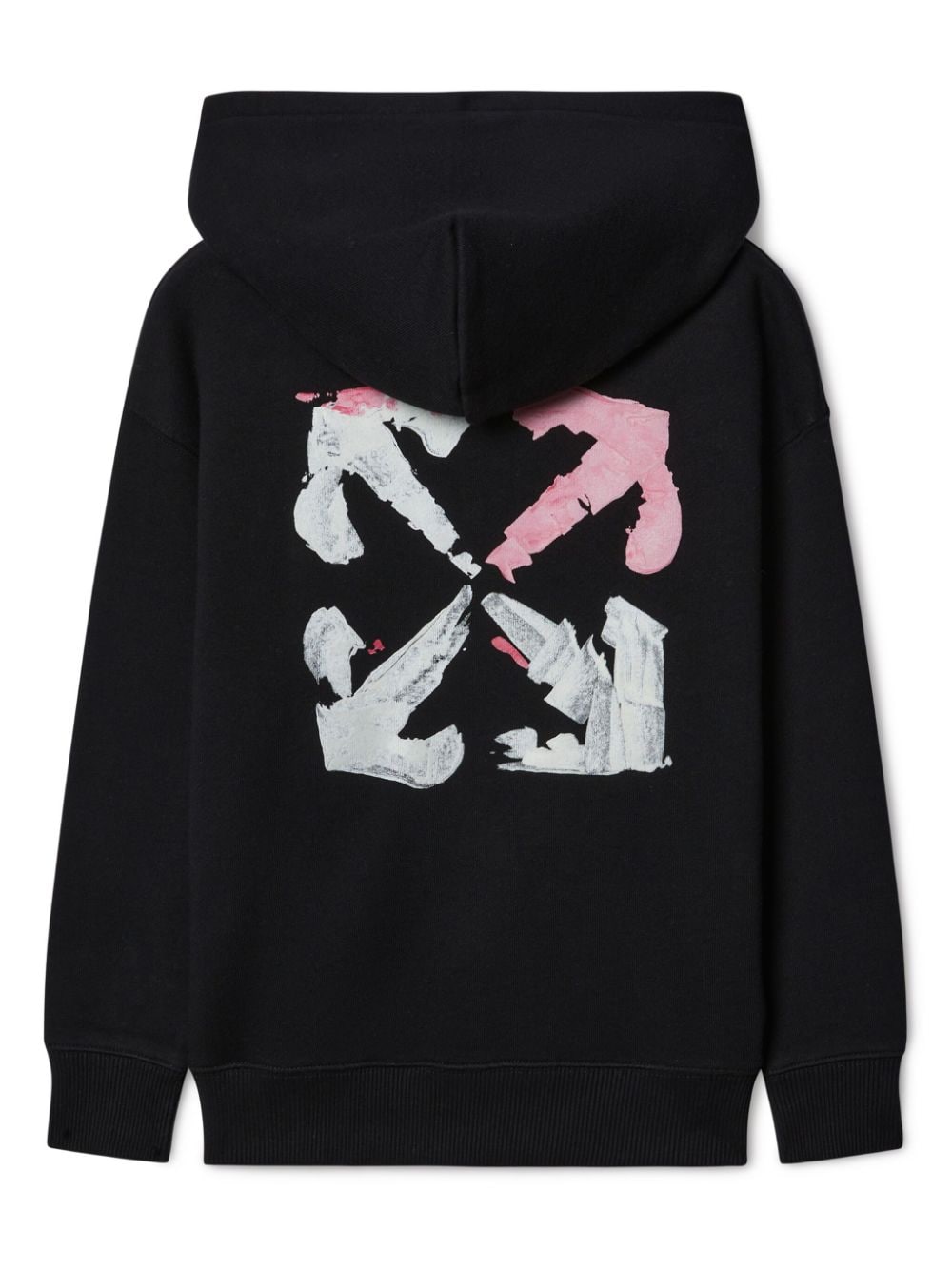 Shop Off-white Arrow Acrylic Cotton Hoodie In Black