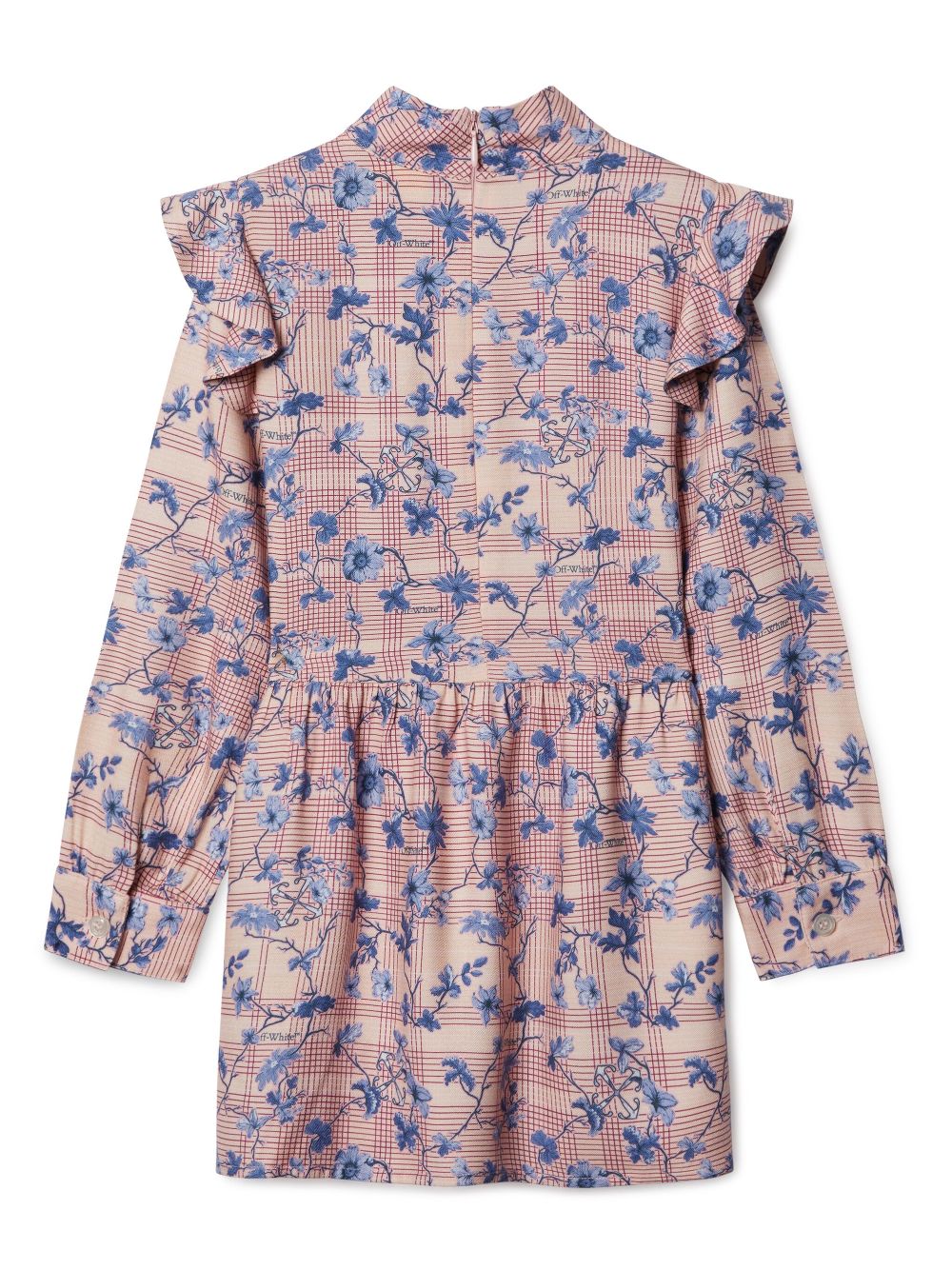 Off-White Kids Check Flowers ruffled dress - Pink