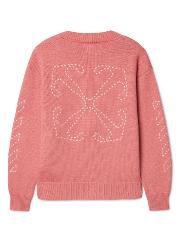 Off-White Kids Arrow Stitched long-sleeve Cardigan Pink