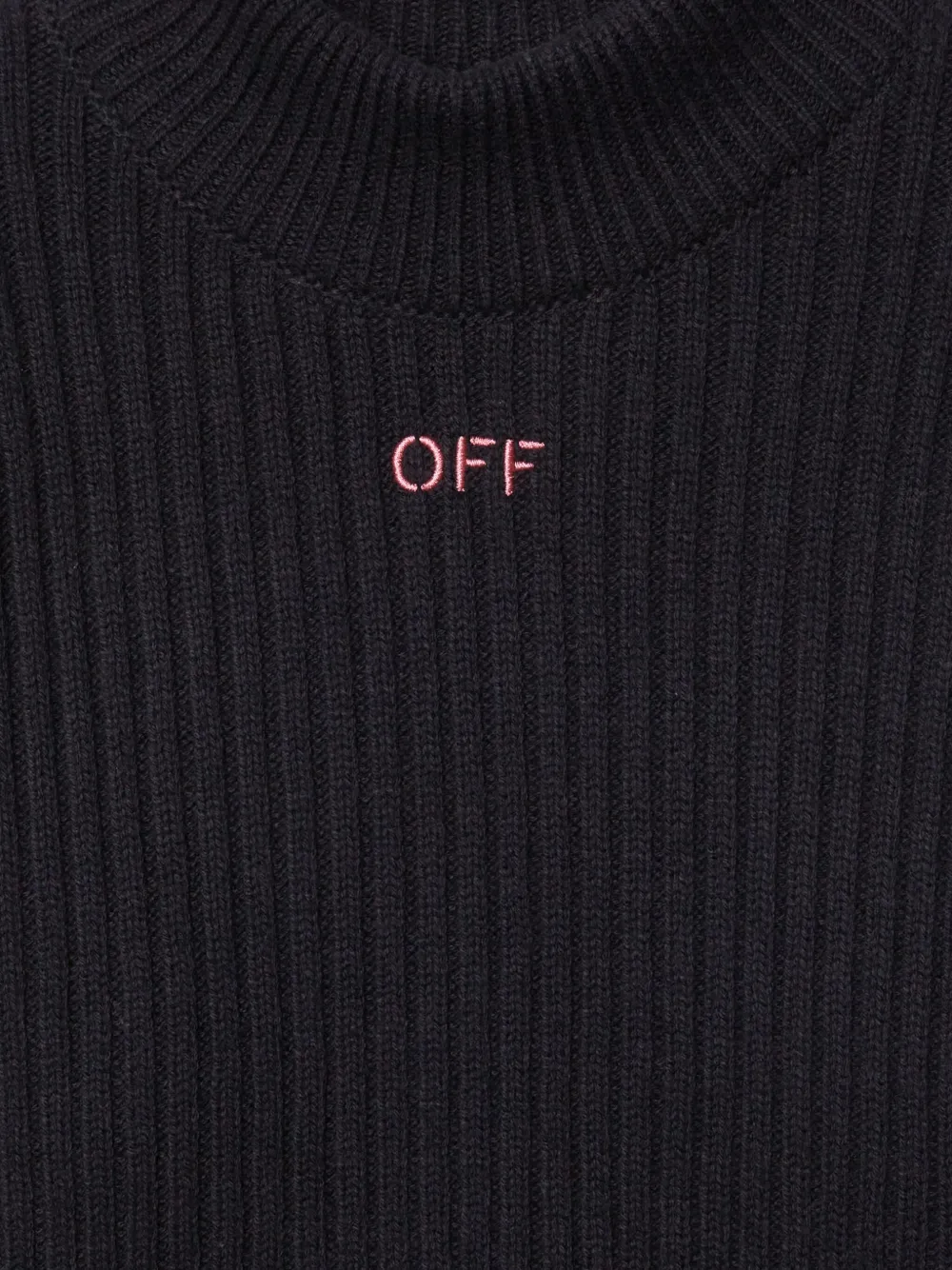 Off-White Kids Ribgebreide trui met print Zwart