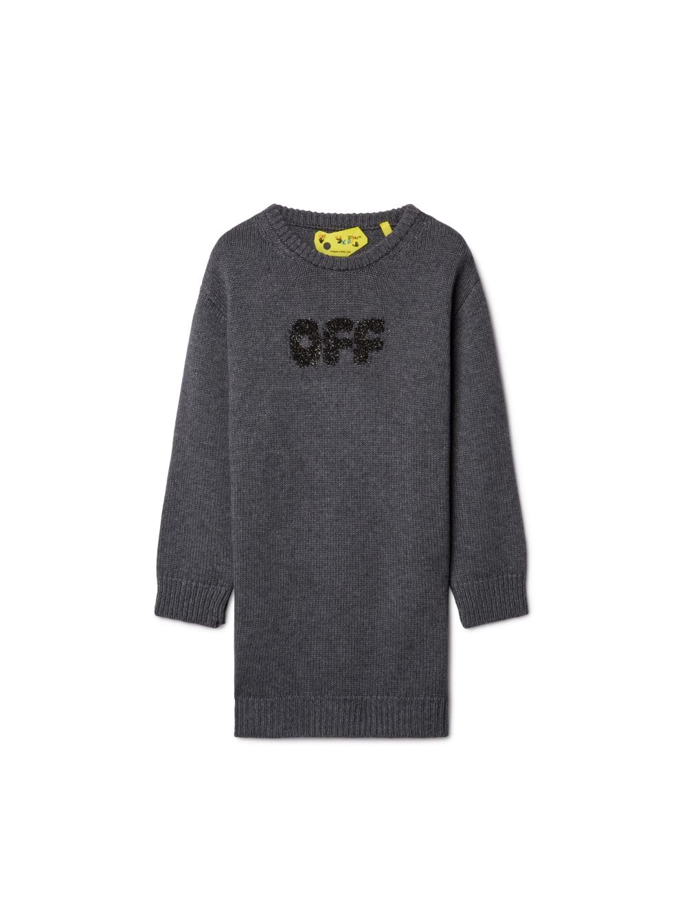 Shop Off-white Dark Grey Chunky Arrow Knitted L/s Dress