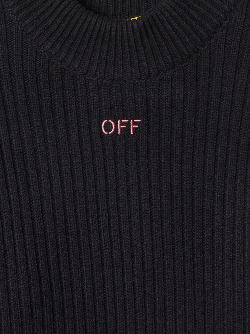 Off-White Kids Ribgebreide jurk met print Zwart