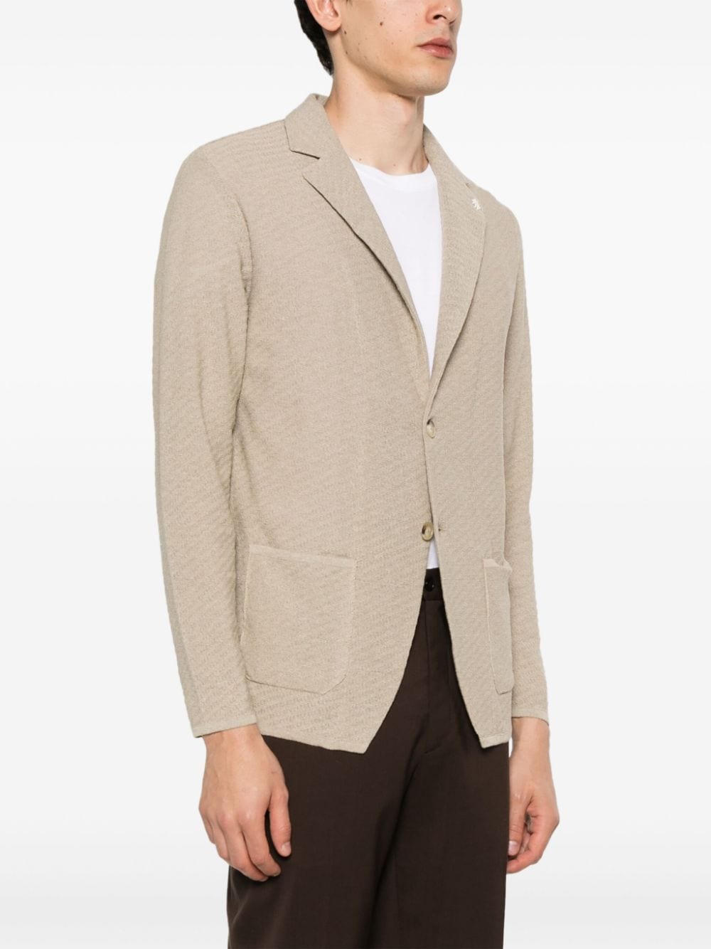 Shop Manuel Ritz Single-breasted Knitted Blazer In Neutrals