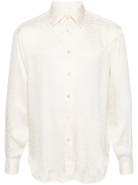 TOM FORD leopard-jacquard silk shirt