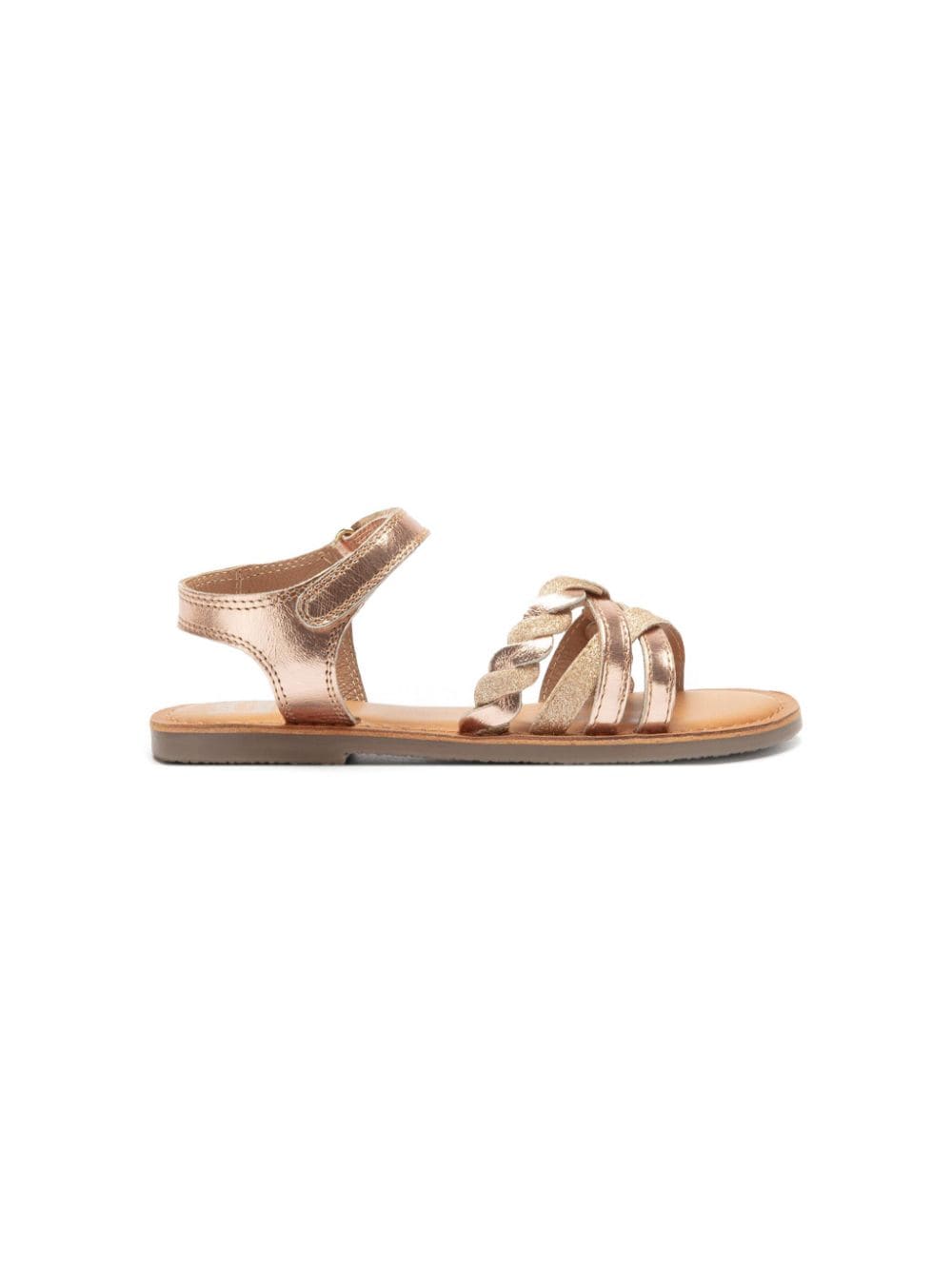 Shop Lelli Kelly Flat Leather Sandals In Gold