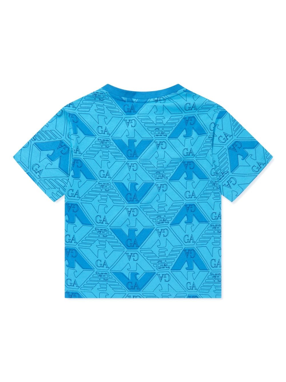 Emporio Armani Kids T-shirt met monogramprint en V-hals Blauw