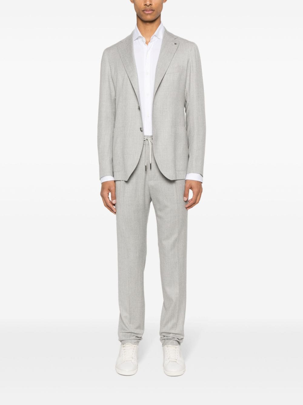 Shop Tagliatore Single-breasted Virgin Wool Suit In Grey