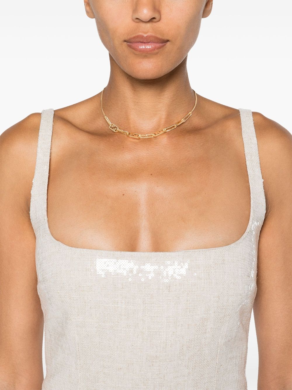 Shop Fendi O'lock Chain Necklace In Gold