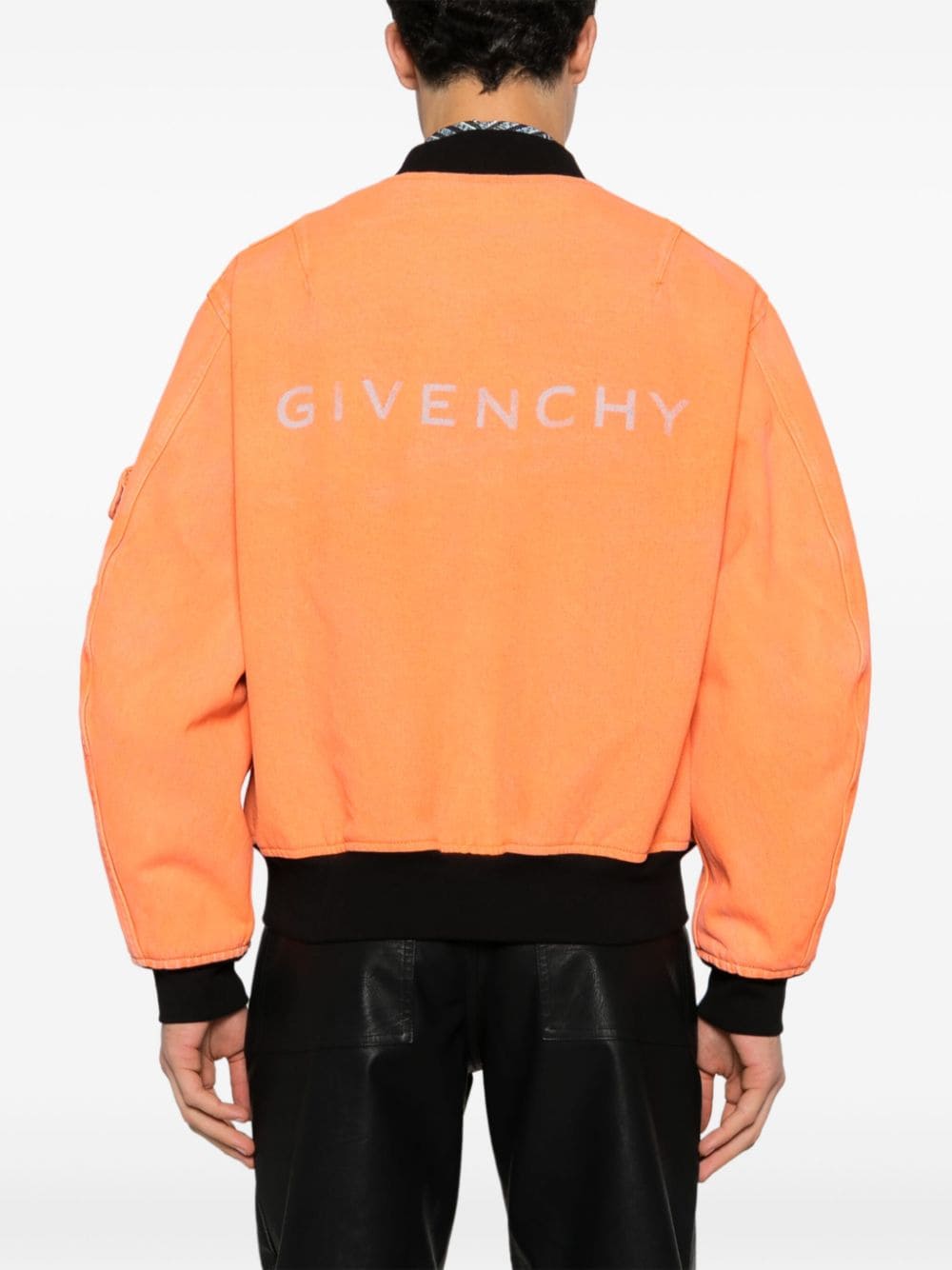 Shop Givenchy Reversible Cotton Bomber Jacket In Orange