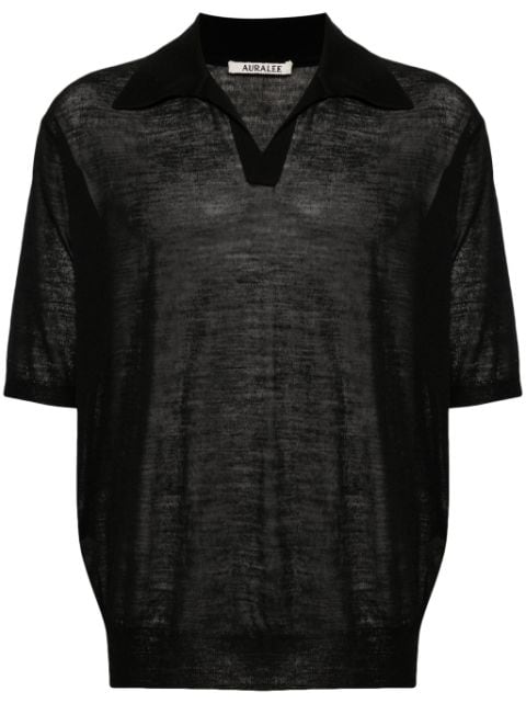 Auralee mélange wool-blend polo shirt