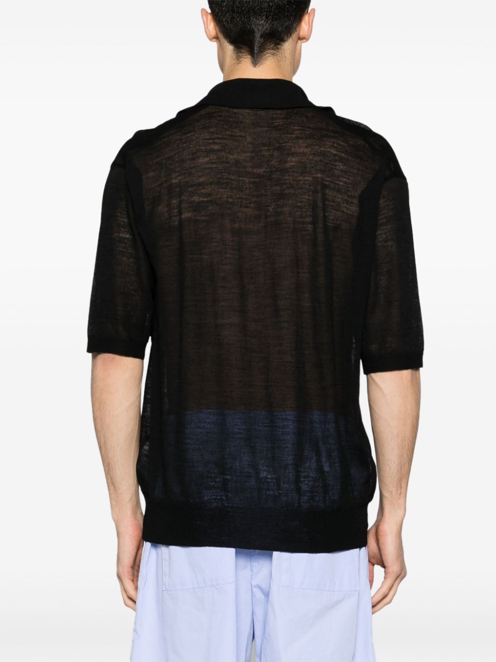 Shop Auralee Mélange Wool-blend Polo Shirt In Black