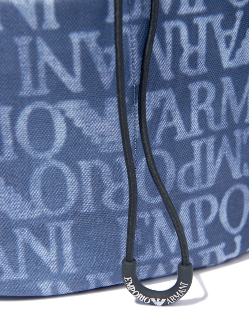 Shop Emporio Armani Logo-print Toggle Bucket Bag In Blue